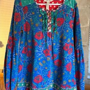 Matilda Jane Blue and Red Floral Blouse